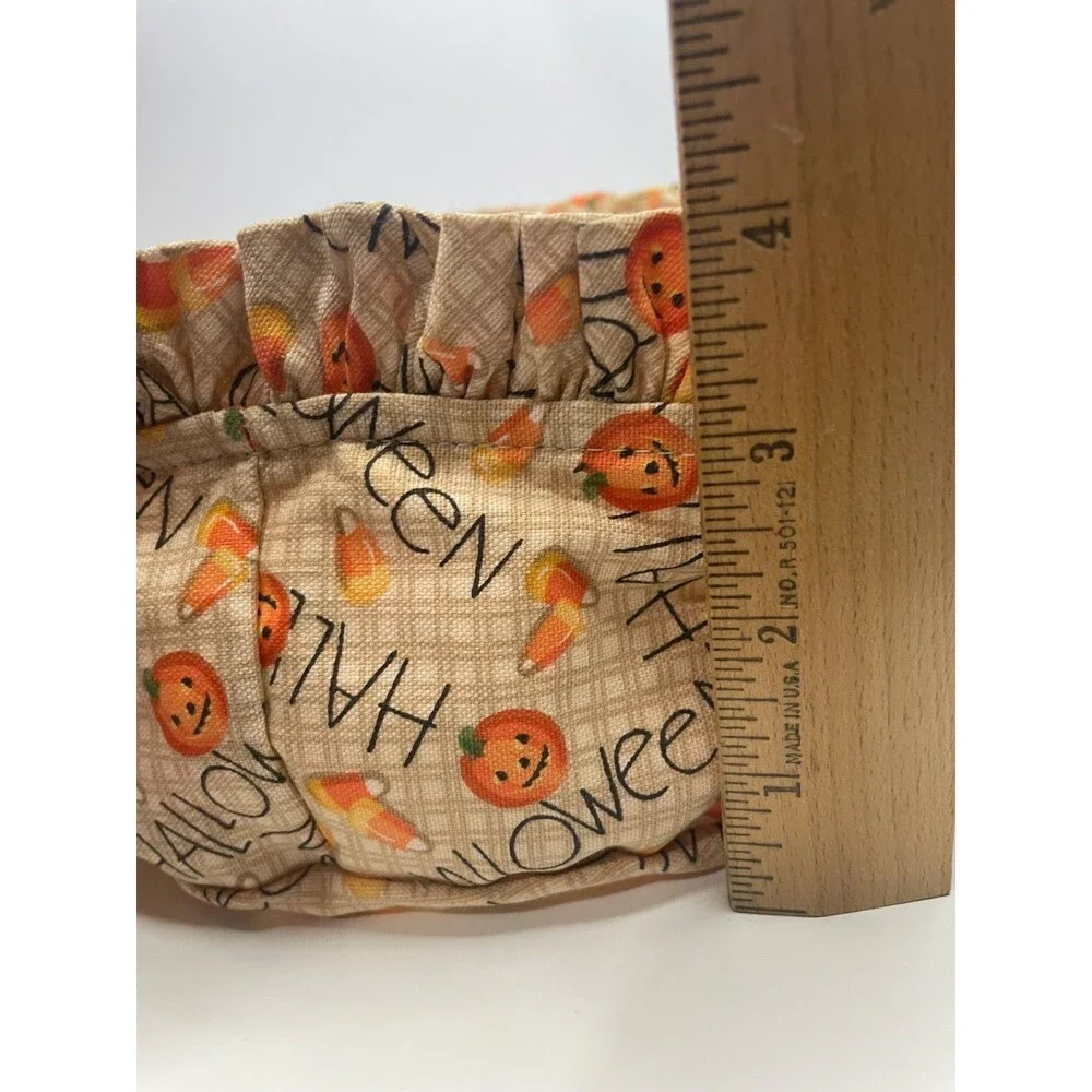 Longaberger Halloween Basket Liner Candy Corn Pumpkin pattern ruffed edge